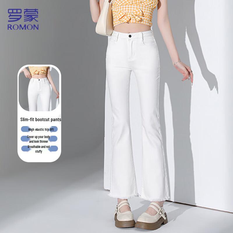 

Luomeng Women s High-Waist Micro-Flare Ankle Jeans 27