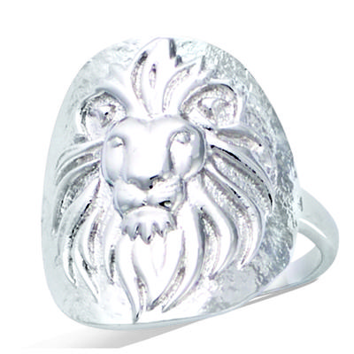 Silberner „Löwe“-Silberring (Rhodium) - 20 x 18 mm