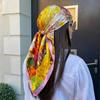Sciarpa Quadrata in Raso di Seta di Marca di Lusso Fascia Hijab Bandana Foulard Sciarpa Avvolgente Fascia per Capelli Foulard da Donna 90cm