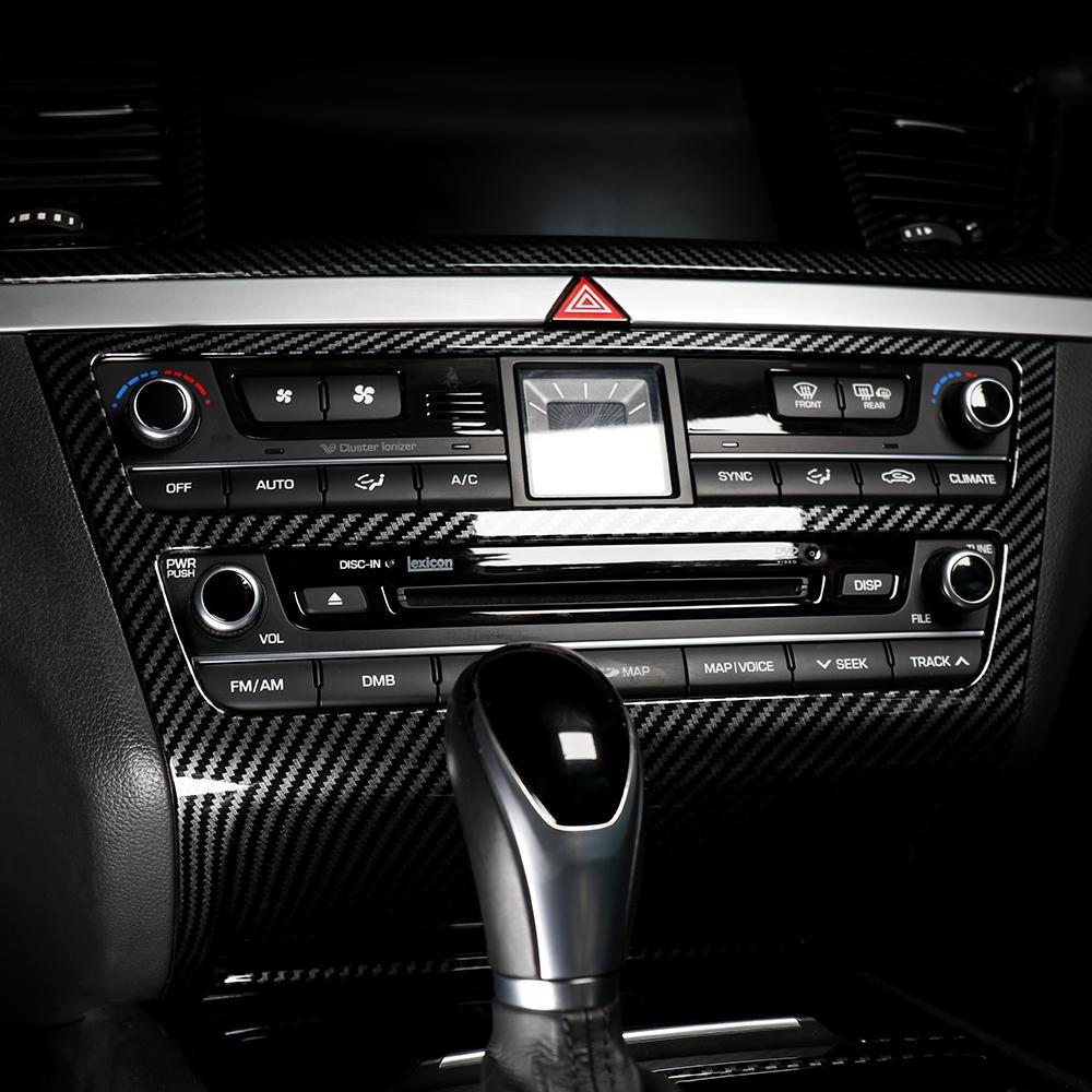Car Tuning Carbon Fiber ABS Air conditioning Switch Adjustment Frame Cover Trim Accessories For Genesis G80 DH 2015-2020 LHD
