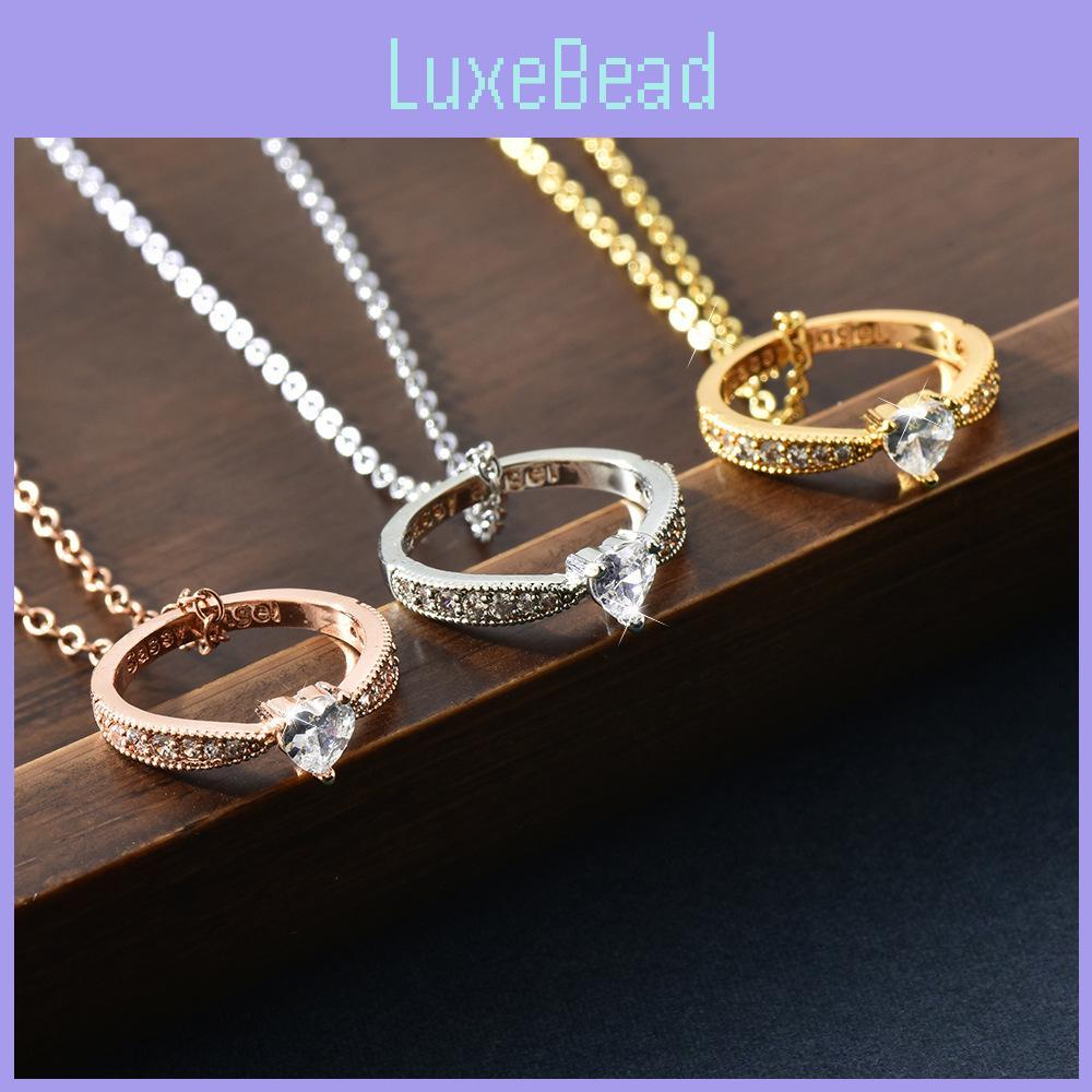 Exquisite 18k Gold Titanium Steel Heart Pendant Necklace With Diamond Accent For Women