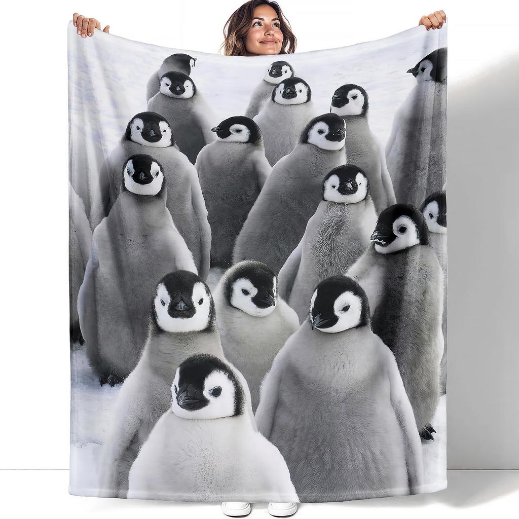 Penguin Blanket Soft Cute Penguins Flannel Fleece Throw Blanket Lightweight Fuzzy Plush Blanket for Couch Bed Sofa Home Decor