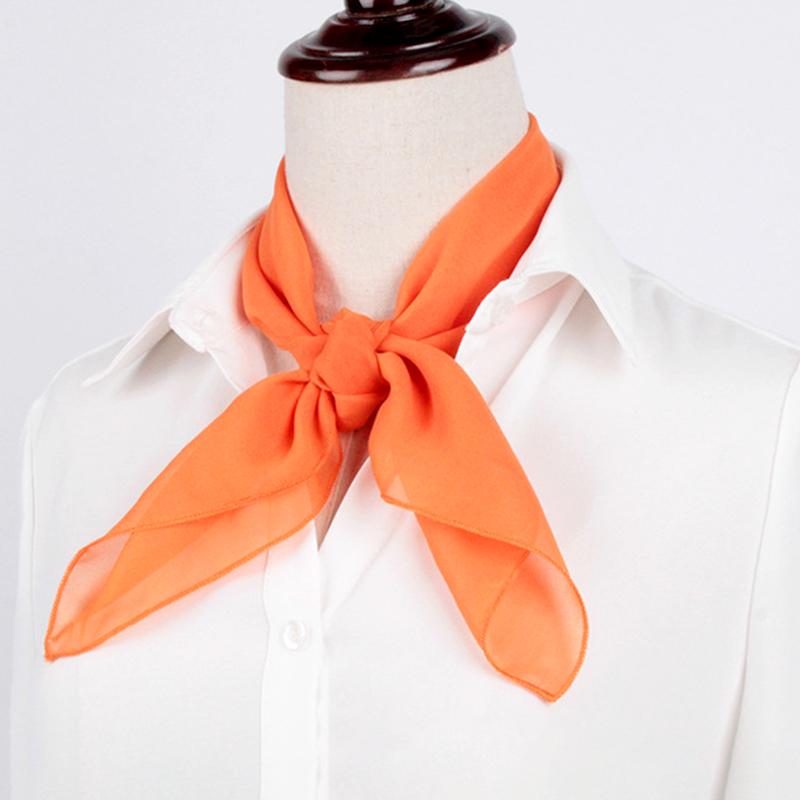 

1Pc Solid Color Fashion 65x65cm Women s Silk Scarf Smooth Surface Chiffon Square Scarf Head Scarves помаранчевий