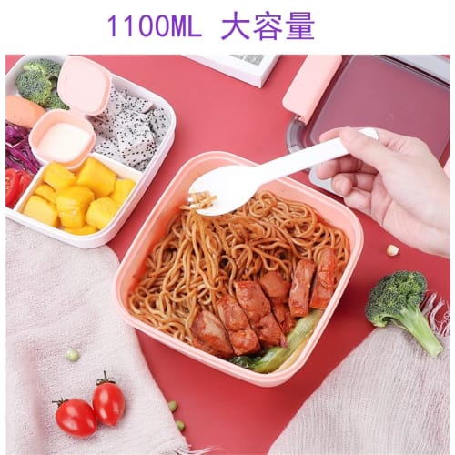 EFFORTS Bento Box, Salad Lunch Container, Portable Lunch Box, 2-Tier, Large Capacity, 1100ml, Perfect for Kids, Students, Men, Women, Commuters, and S