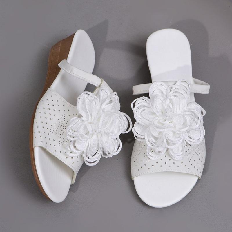 Fashion Sandals Women Summer New   Women's Woven Flower Wedge Slippers Outdoor Sports Beach Casual Peep Toe Comfortable Shoes