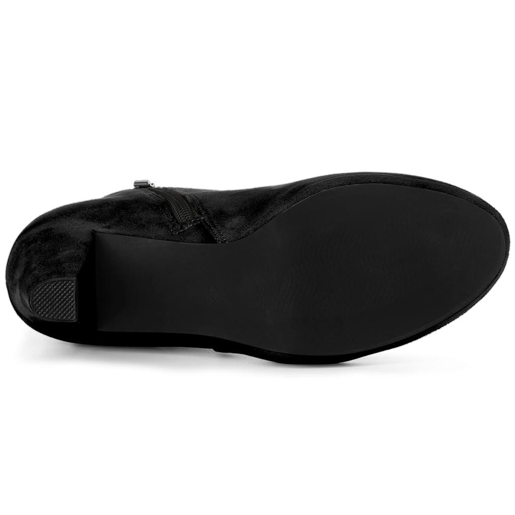 Allegra K Women's Platform Ankle Boots with Side Zipper, Black, Size 23.5cm