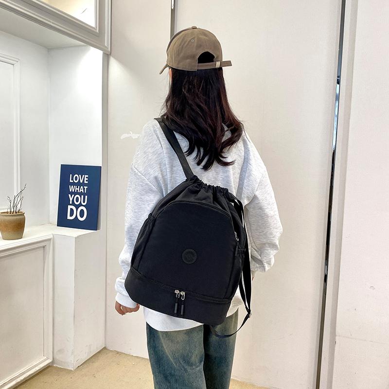 Drawstring Backpack with Dual Zipper Compartment Lightweight Casual Bag Unisex Gym Travel School Backpack