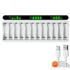 PALO Pilas recargables AAA Ni-MH de 1,2 V Pilas AAA de 1100 mAh Pilas AAA de 3 A +12 ranuras LCD USB Cargador de pilas AA AAA NIMH NI-CD de 1,2 V