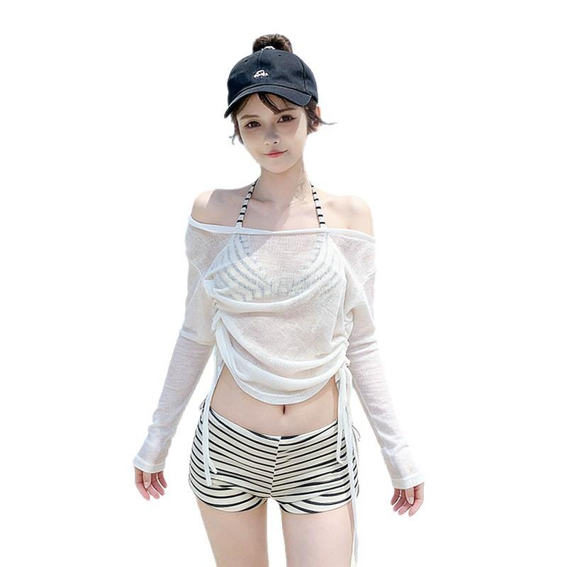Women's High-end Two-piece Bikini Set Striped Sexy Petite Bust Perfect for Beach Holidays and Spa Breaks