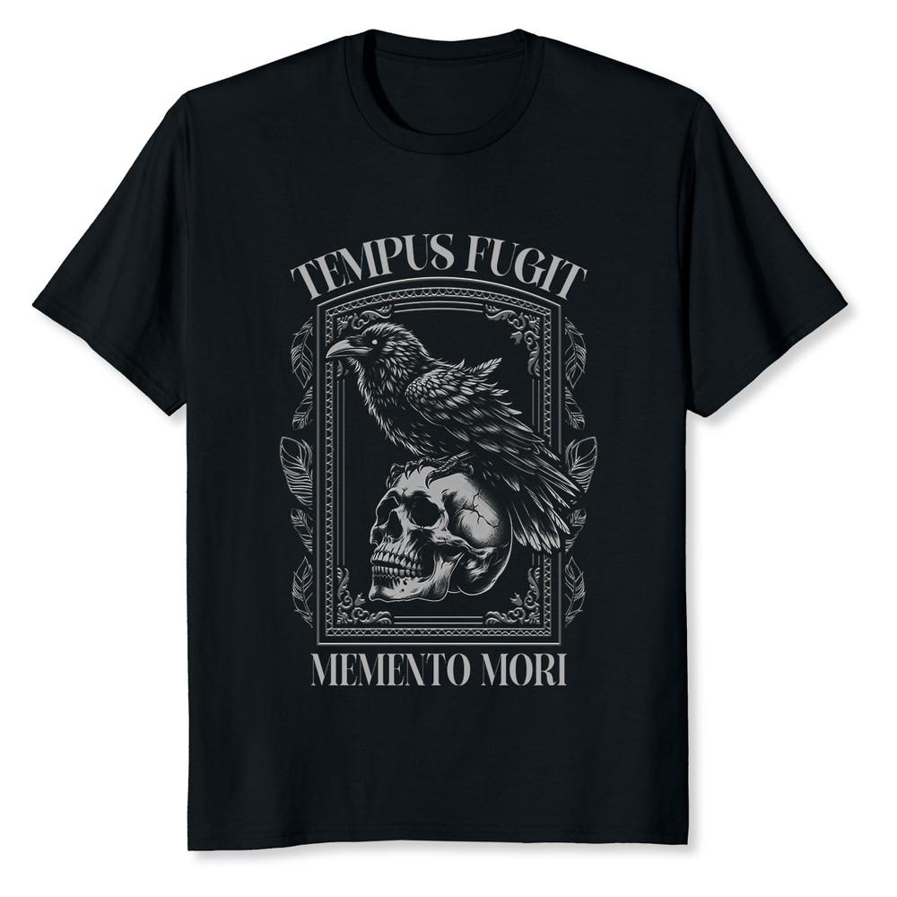 

NEW LIMITED Tempus Fugit Memento Mori Skull Crow Bird T-Shirt Unisex T-Shirt XXXL