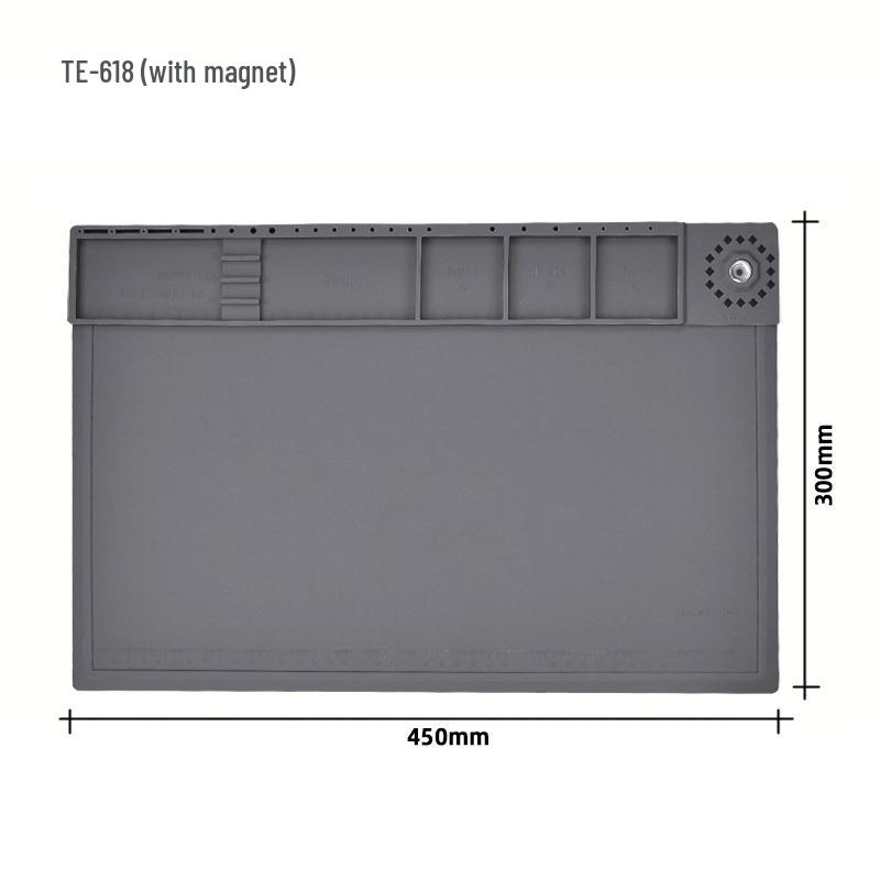 Heat-Resistant Magnetic Silicone Repair Mat for Electronics with Screw Holders and Soldering Stations