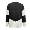 Women's Fashion Casual Knitted Top Round Neck Clashing Colour Bottom Shirt Pullover Sweater