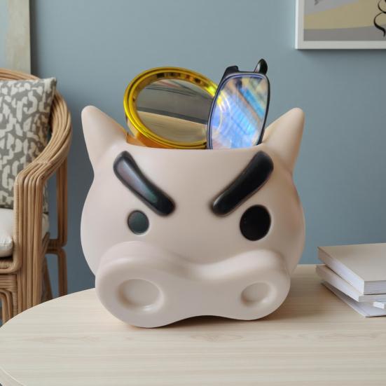 Pen Holder Angry Pig Shape Desk Organizer Large Capacity Plastic Desktop Stationery Storage Box Desk Accessory