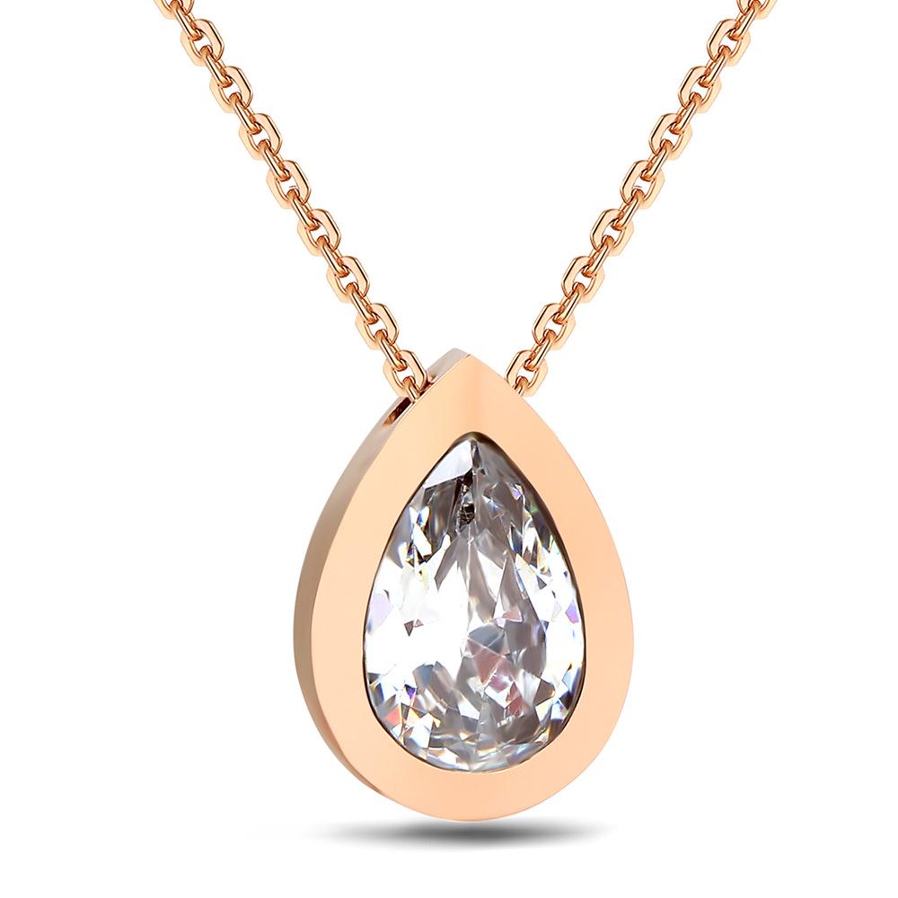 

Rose Gold Korean Water Drop Zircon Pendant Necklace for Women розового золота