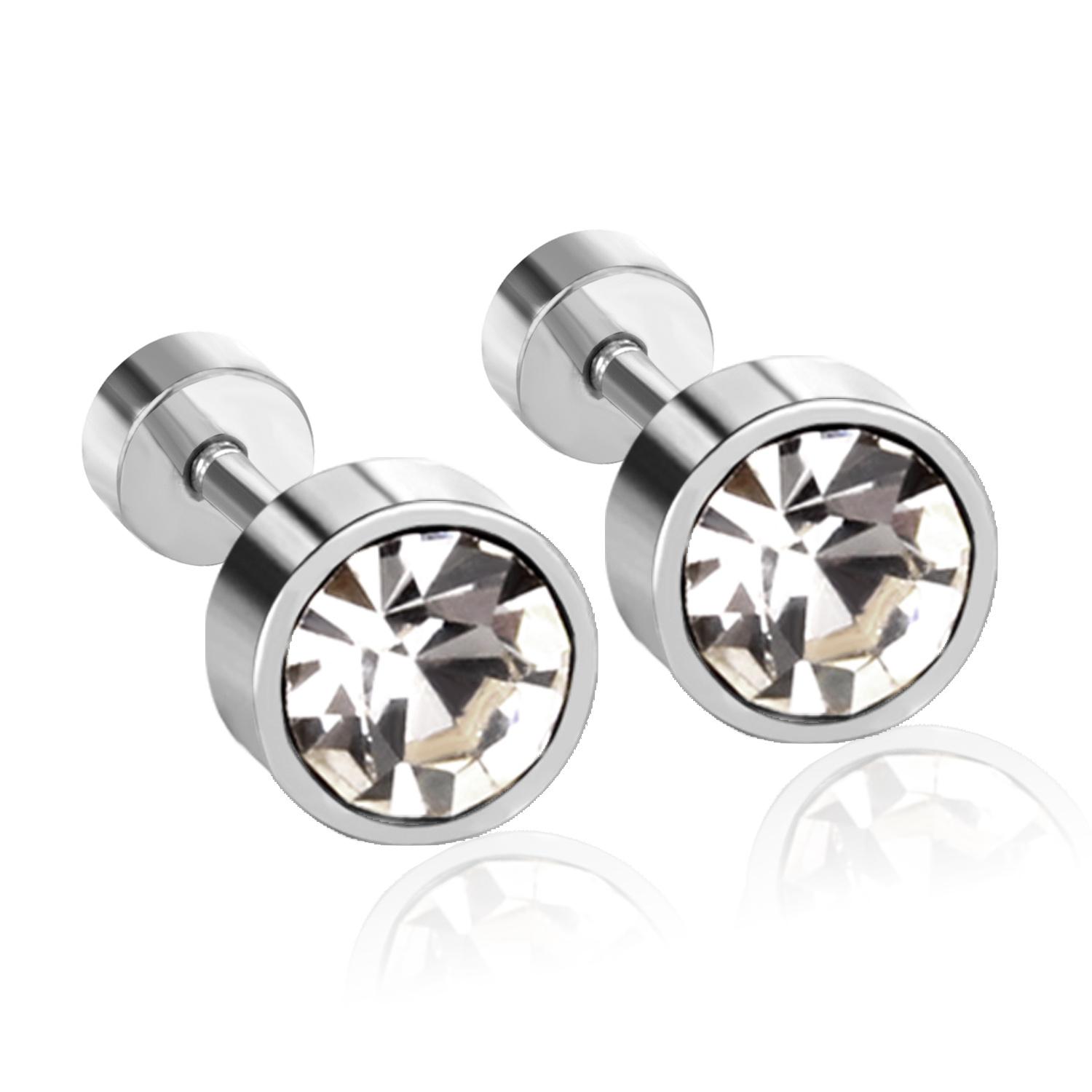 

Round Cubic Zirconia Stud Earrings Stainless Steel Simple Suitable for Men and Women 3mm To 7mm Party, Date Everyday Jewelry 3mm срібний