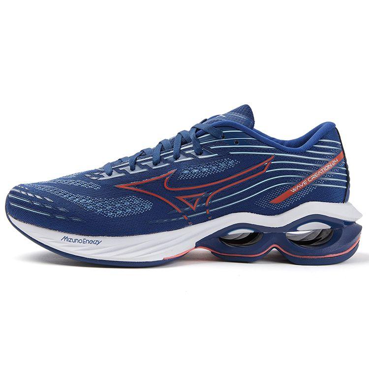 Mizuno Creation 24 Round Toe Lace-Up Shock Absorbing Non-Slip Wear-Resistant Low-Top Casual Running Shoes Unisex Sneaker Blue Orange J1GC230101