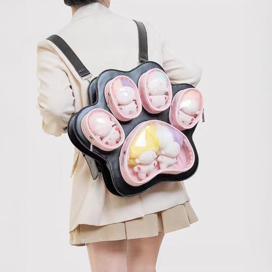 Cat Paw Ita Bag Pin Doll Display Backpack Transparent Pouch Backpack for Cat Lover Gift Street Daily Outings