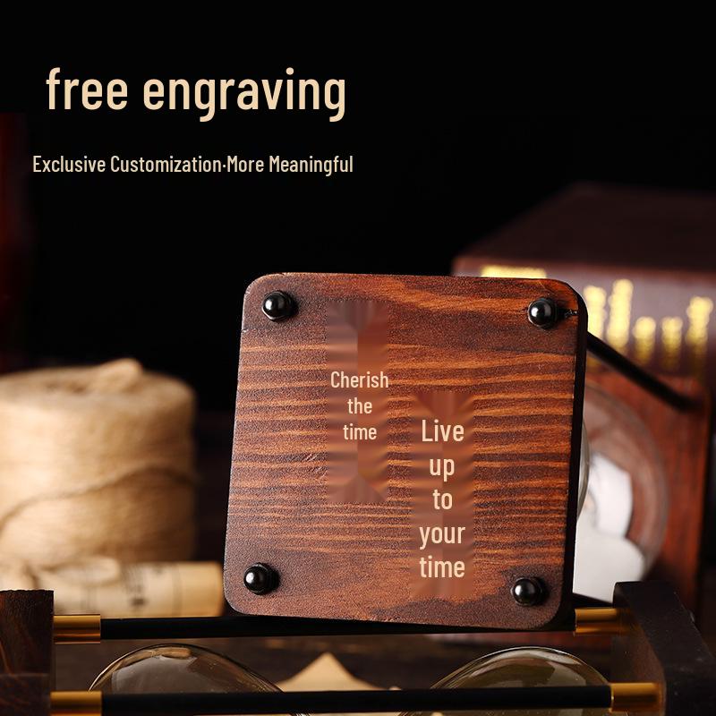 Engravable Creative Wooden Hourglass Timer (30/60 Min) - Decorative Ornament and Perfect Gift for Home or Office.