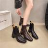 Short boots women's 2025 autumn and winter new square head thick heel middle heel Korean version sleeve versatile Martin commuter Chelsea boots