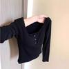 2025 A/W Lace Trim U-Neck Slimming T-Shirt