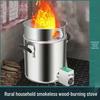 Portable Stainless Steel Smokeless Wood Gasifier Stove for Outdoor, Camping, and Household Heating