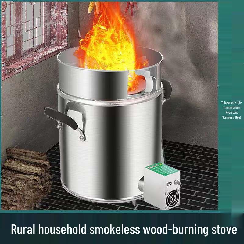 Portable Stainless Steel Smokeless Wood Gasifier Stove for Outdoor, Camping, and Household Heating