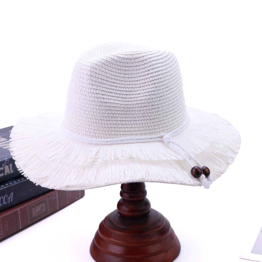 European and American straw hat with large brim straw hat women's seaside camping outdoor sun protection and UV protection sun hat vacation beach hat