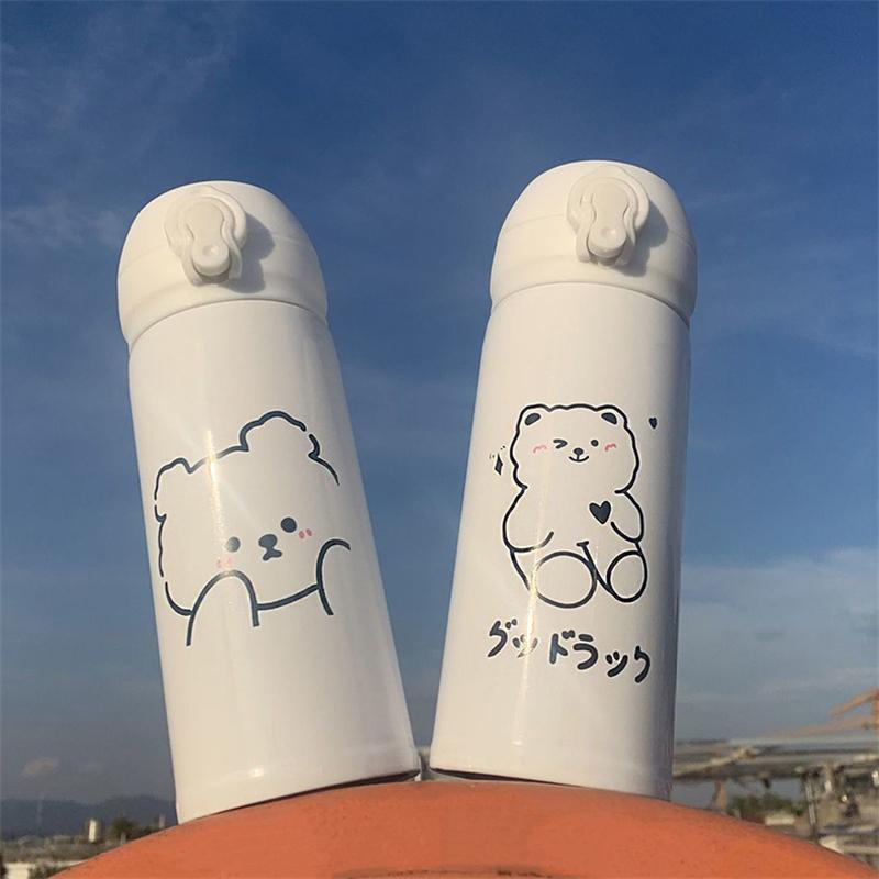 Wasserflasche Großvolumig Kleiner Bär Frisch Und Niedlich Thermokühler Für Getränke Thermoskannenbecher Hochwertig Einfacher Wasserbecher