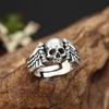 Adjustable Skull Ring Men Women Vintage Punk Rock Jewelry Geometric Gothic Accessory