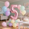 40inch Pink Number Foil Balloons Set Happy Birthday Party Decorations Kids Girl 1-9 Year Old Macaron Colored Balloon