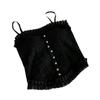 Lace Camisole: Backless, Hollow, Pleated, Elastic, Mid-Length, Strapless Bandeau for Women's Inner & Outer Wear.