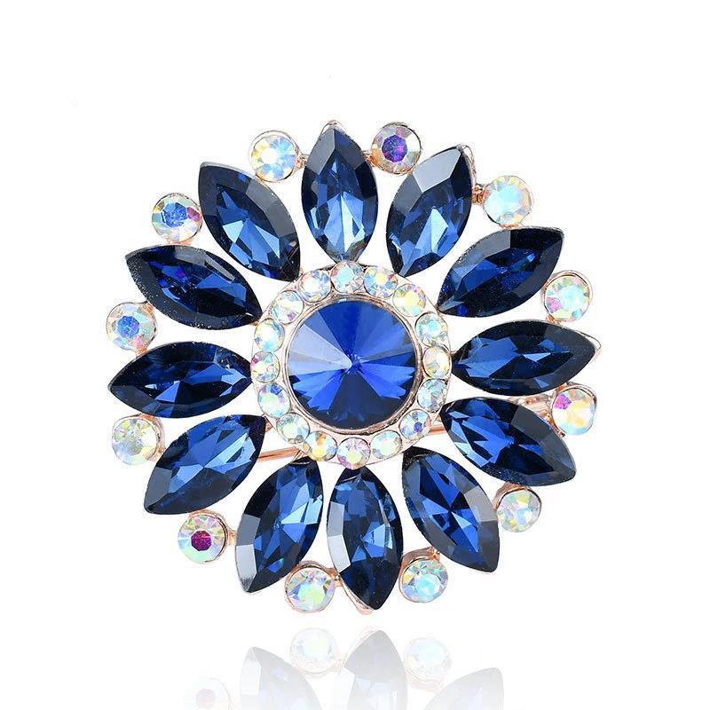 Luxury Elegant Colored Crystal Brooch Rhinestone Pearl Brooch Needle Clothing Suit Coat Accessories
