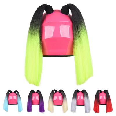 Casco Divertido para Motocicleta con Cola de Caballo de Filamento de Alta Temperatura, Tocado Colorido, Casco para Mujer, Coletas, Accesorios para Motocicleta