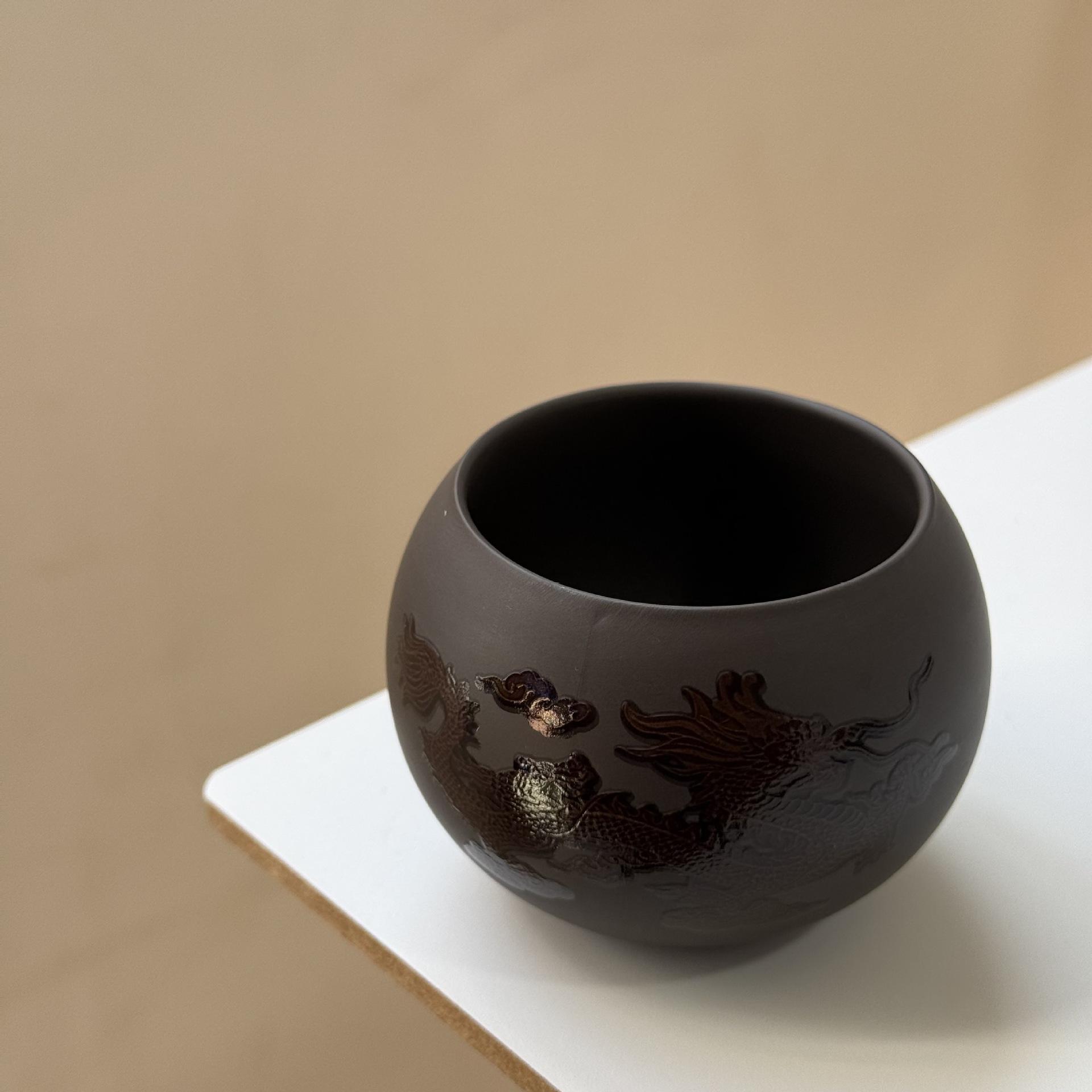 Color-Changing Purple Clay Dragon and Phoenix Teapot: Semi-Handmade Xishi Pot with Retro Style