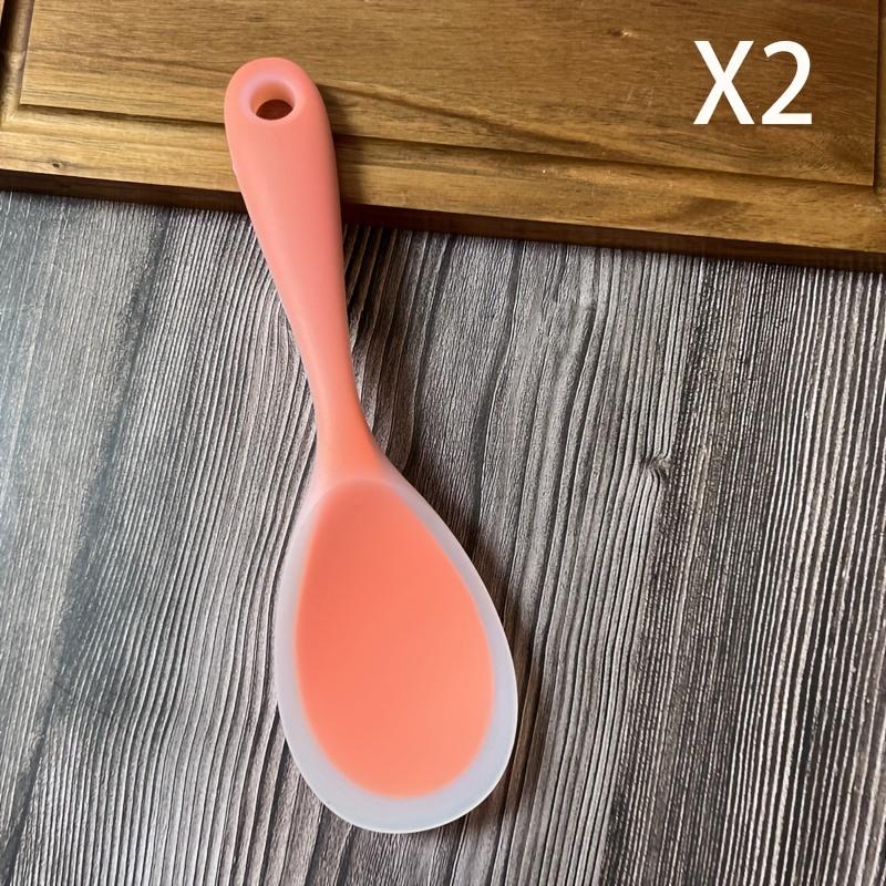 2pcs Silicone Rice Spoon New Half Transparent Thickened Non Stick High Temperature Resistant Easy Clean Kitchen Spatula Scoop Suitable for Rice