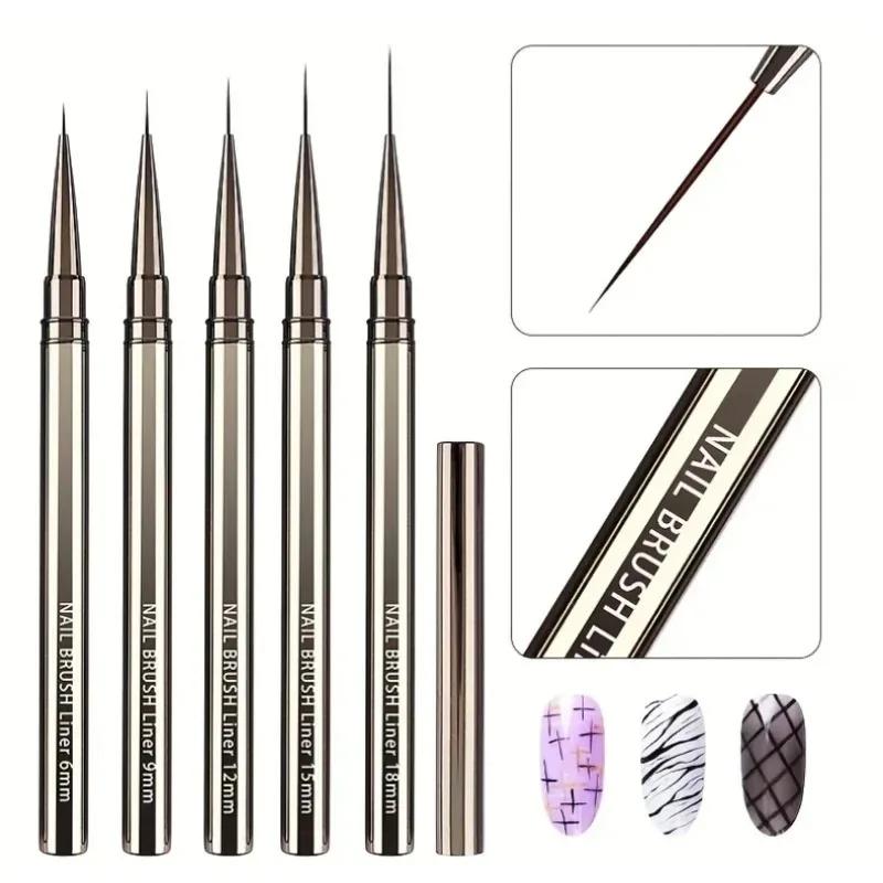 Nails Art Liner Brushes Elongated Lines Striping Drawing Painting  6/9/12/15/18/25mm Nail Design Pen Professional Manicure Tool