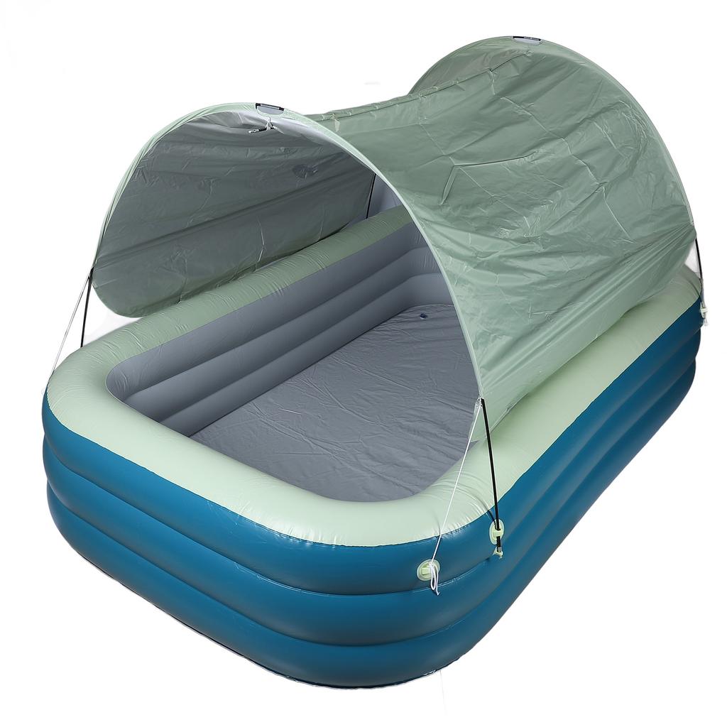 Inflatable Pool with Canopy Inflatable Swimming Pool Blow Up Pool with Water Slide for Adult Family