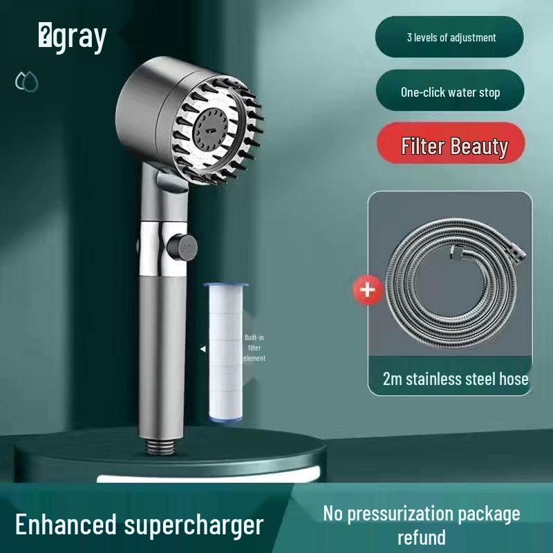Ultra-Strong Supercharged Massage Shower Head Set with Filter & Hose