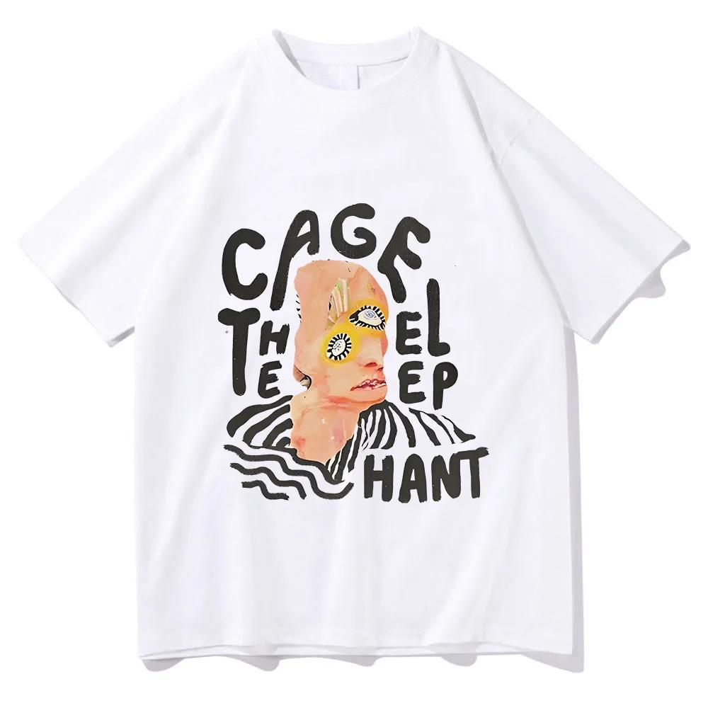 

2026 Retro Sudaderas T-shirt Cage The Elephant Graphic Printing Grunge Tee-shirt Summer Cotton T-shirt Unisex Fashion Punk Tees 4XL