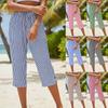Damenmode Gestreifter Druck Elastischer Bund Locker Lässig Sieben-Achtel 7/10 Hose