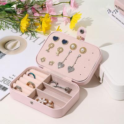 Candy Color Leather Jewelry Storage Box Earrings Necklace Ring Box Multifunctional Portable Jewelry Storage Box