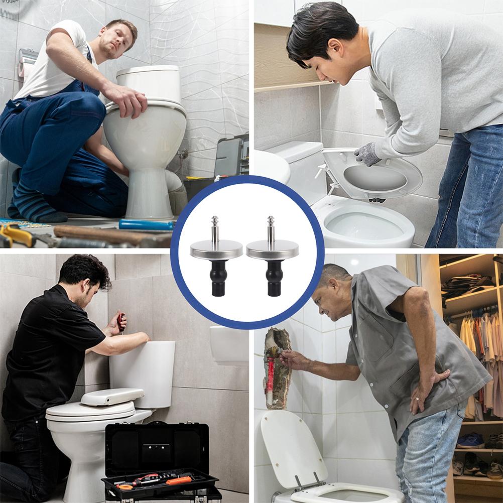 2 Pcs Hinge Toilet Lid Accessories Cover Screw Connector Smart Stainless Steel (60mmq Foot B Type Two) 2pcs Bolts Seat Fixings