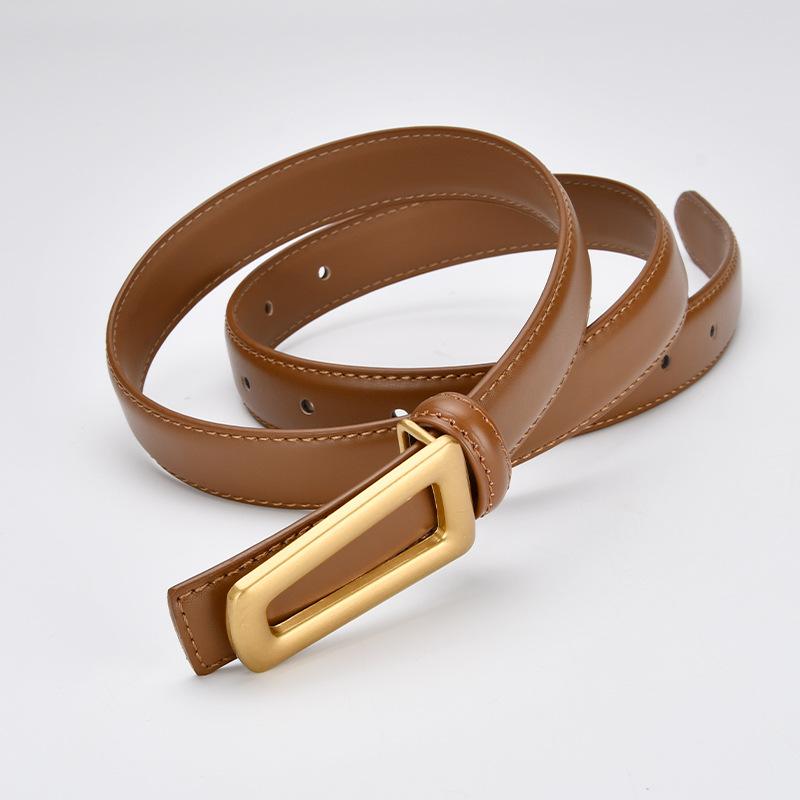 Belt Ladies Leather Belt Girls Retro Cowhide Lazy Belt Women'S Decorative Outer
