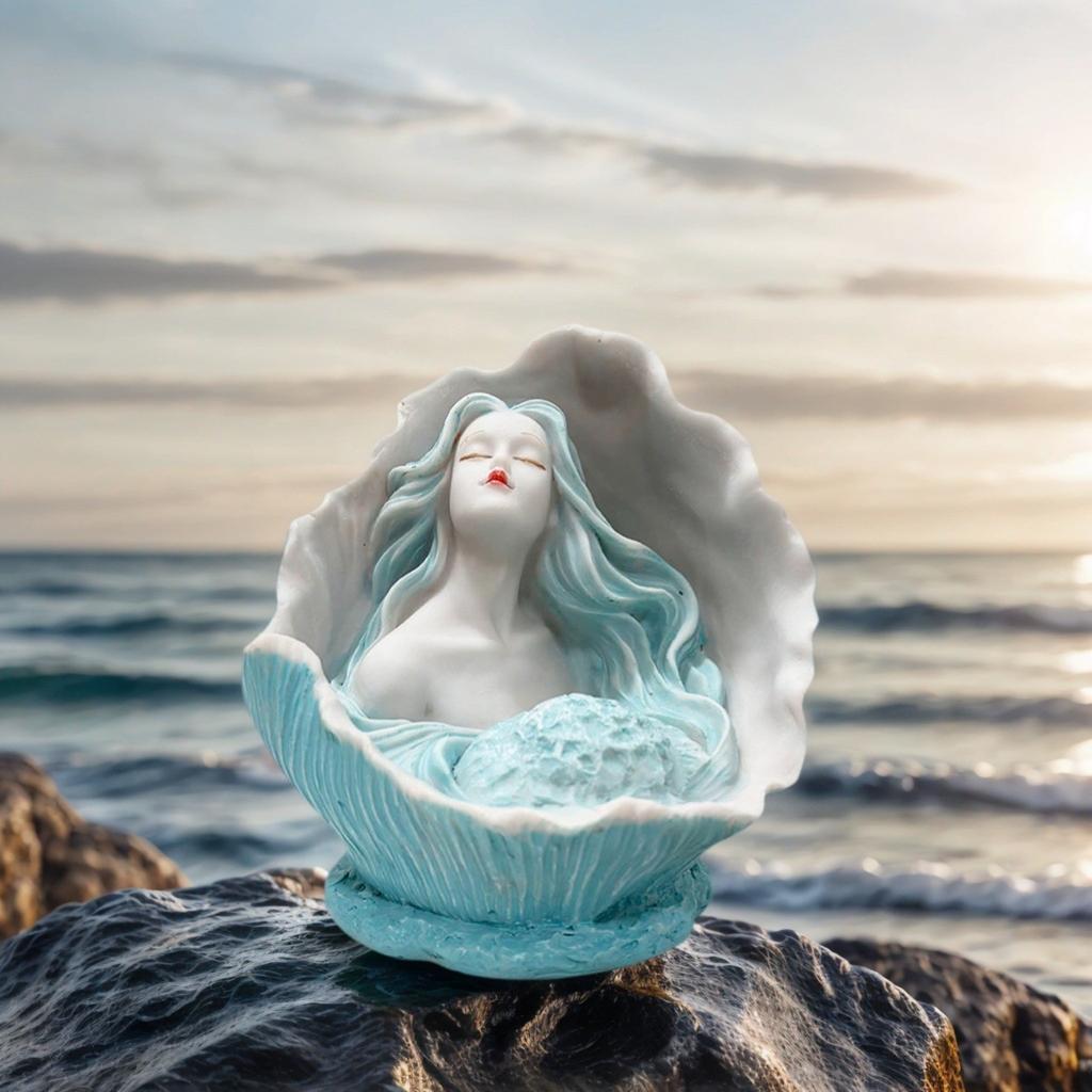 Conch Girl Statue Ornament, Desktop Home Decor