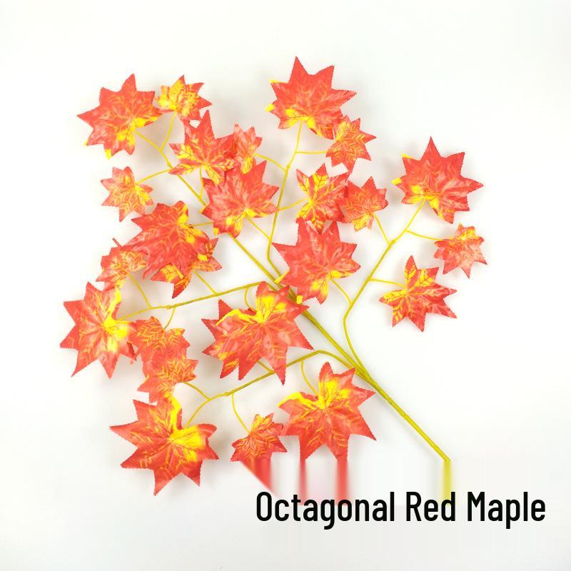 Artificial Red Maple Leaf Branches for Autumn Garden Decoration