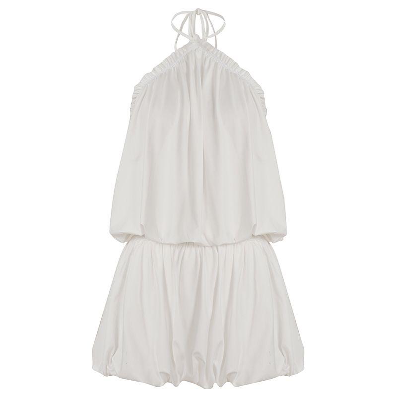 H Home European and American Women's Clothing California Sexy Halterneck Self-Tie Lace Waist-Tight Bud Skirt Pure Desire Sexy Backless Dress