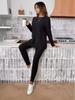 Women's 2024 Autumn Fashion Rib-Knit Two-Piece Set: Casual Loose-Fit Round Neck