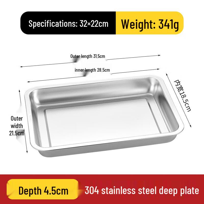 Chufangan Rechteckige tiefe Servierschale aus 304 Edelstahl