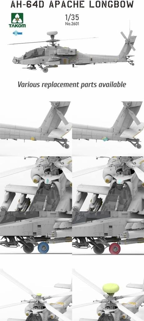 Takom scale Army Apache Longbow Attack Helicopter Plastic Model Kit TKO2601 1/35 U.S. AH-64D (Colored)