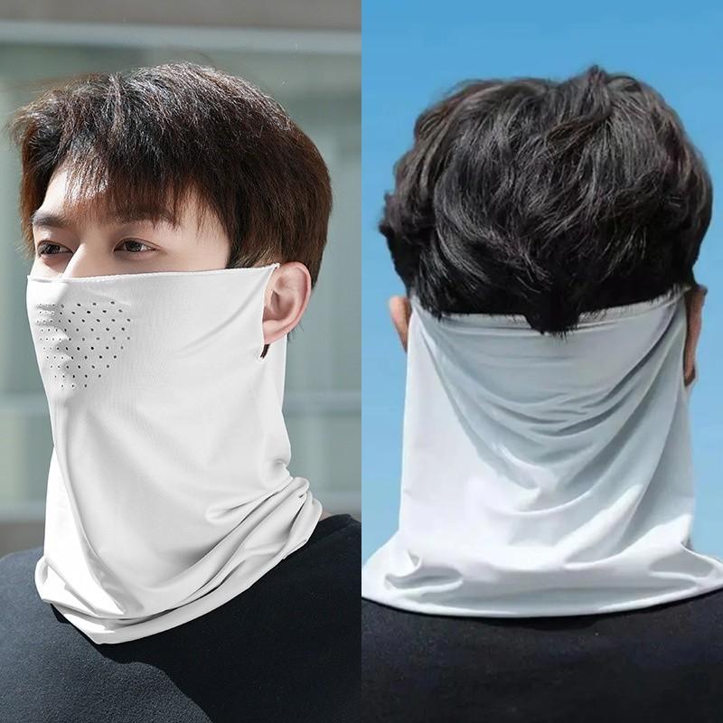 Summer Ice Silk Thin Breathable Sunscreen Face Mask An-ti UV Balaclava Face Neck Cover Hiking Cycling Camping Scarf Wrap Bandana